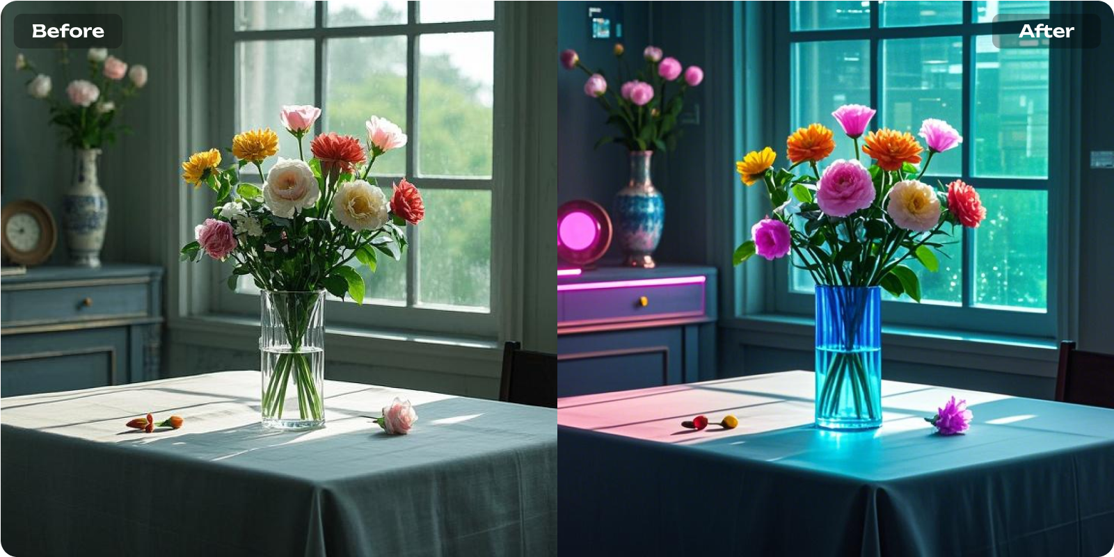 AI Photo Filter Before and After